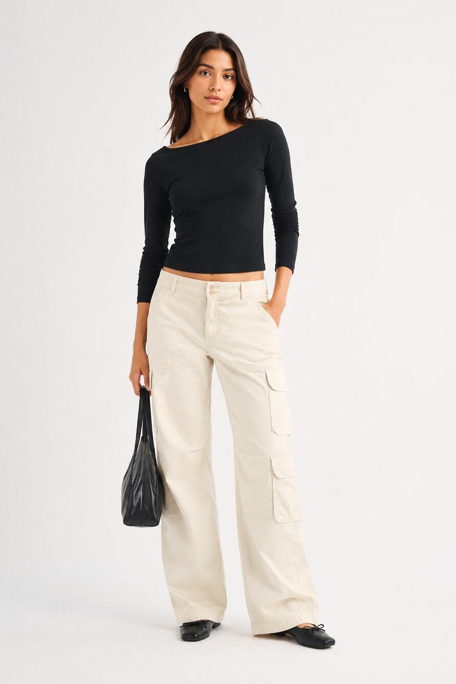 Abercrombie & Fitch Cream Cargo Pants Minimalist Street size 33 Waist 16s